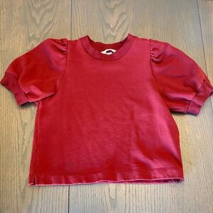 H&M Women's Burgundy Puff Sleeve Top. Light sweatshirt material.